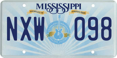 MS license plate NXW098
