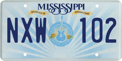 MS license plate NXW102