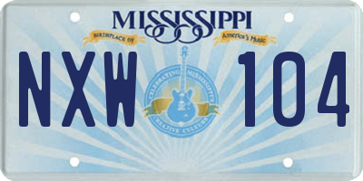 MS license plate NXW104
