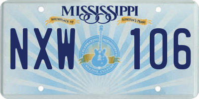 MS license plate NXW106