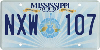 MS license plate NXW107