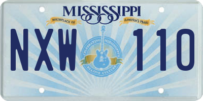 MS license plate NXW110