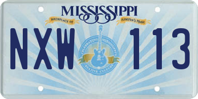 MS license plate NXW113