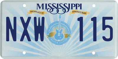 MS license plate NXW115