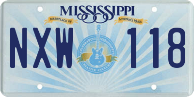MS license plate NXW118
