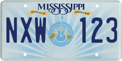 MS license plate NXW123