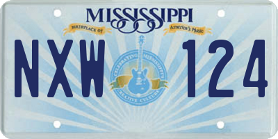 MS license plate NXW124