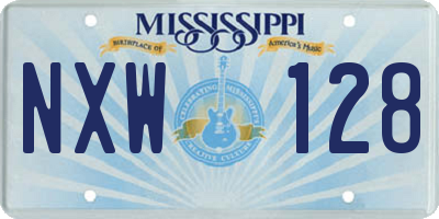 MS license plate NXW128