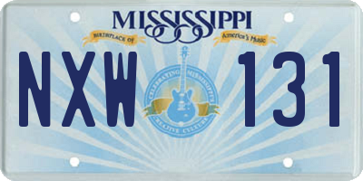 MS license plate NXW131