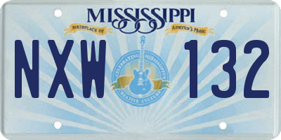 MS license plate NXW132