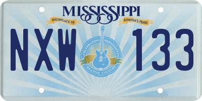 MS license plate NXW133