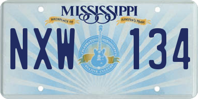 MS license plate NXW134