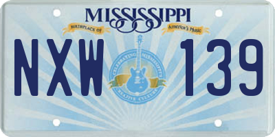 MS license plate NXW139