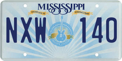 MS license plate NXW140