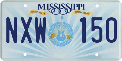 MS license plate NXW150