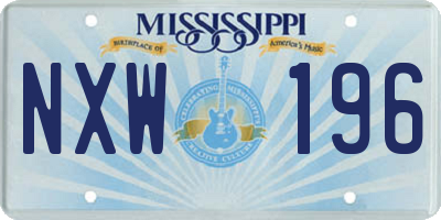 MS license plate NXW196
