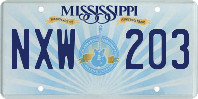 MS license plate NXW203