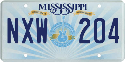 MS license plate NXW204