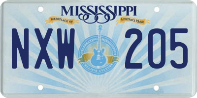 MS license plate NXW205