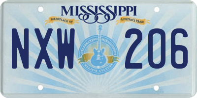 MS license plate NXW206