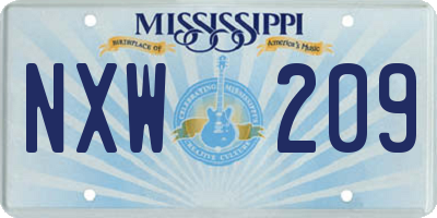 MS license plate NXW209