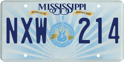 MS license plate NXW214