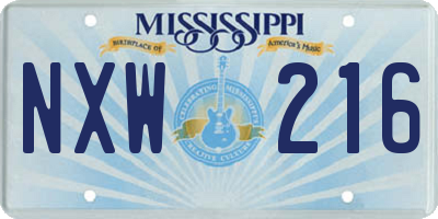MS license plate NXW216