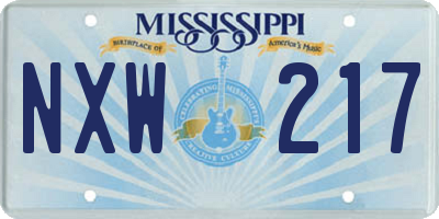 MS license plate NXW217
