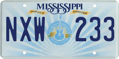 MS license plate NXW233