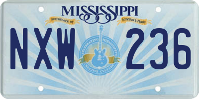 MS license plate NXW236