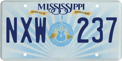 MS license plate NXW237