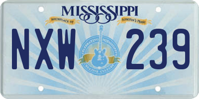 MS license plate NXW239