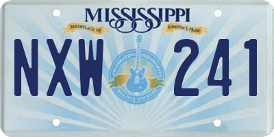 MS license plate NXW241