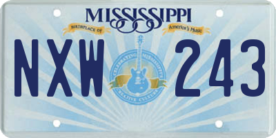 MS license plate NXW243