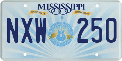 MS license plate NXW250