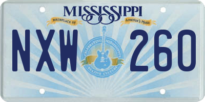 MS license plate NXW260