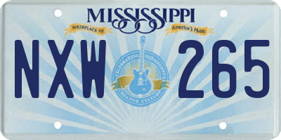 MS license plate NXW265