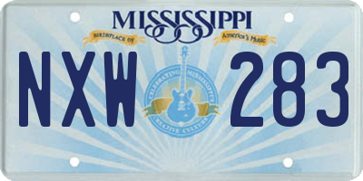 MS license plate NXW283