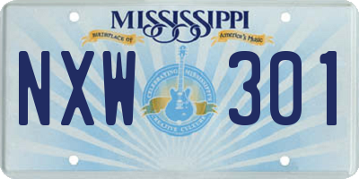 MS license plate NXW301