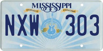 MS license plate NXW303