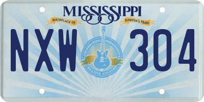 MS license plate NXW304