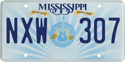 MS license plate NXW307
