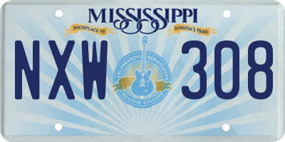 MS license plate NXW308