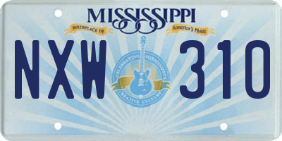 MS license plate NXW310