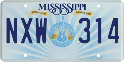 MS license plate NXW314
