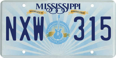 MS license plate NXW315