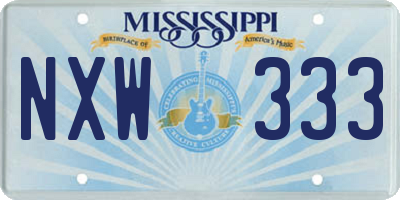 MS license plate NXW333