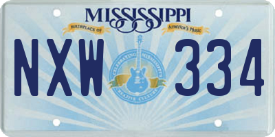 MS license plate NXW334