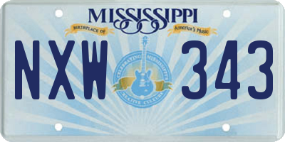 MS license plate NXW343