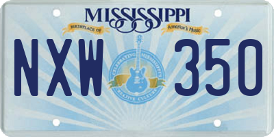 MS license plate NXW350